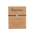 Handmade woven Aquarius zodiac bracelet with adjustable black rope and silver medal - Silver Aquarius (B0819)