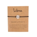 Adjustable black braided cord Libra zodiac bracelet with silver stainless steel charm - Silver Libra (B0778)