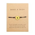 Bracciale dei desideri con ciondolo a girasole e cordino nero su carta kraft - Margherita Gialla (B2557)