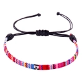Detail van bohemien kleurrijke gevlochten armband met verstelbare schuifknoopsluiting - Zwart Koord Multi Platte Knoop