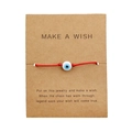 Braccialetto intrecciato rosso con ciondolo malocchio blu su carta regalo decorativa - Occhio Bianco Corda Rossa (B2555)