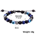 Adjustable 8mm evil eye and tiger eye beaded bracelet for men and women - Blue Tiger Eye Evil Eye Braided Style (B3112) / 8mm (Adjustable)