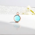 Sky blue birthstone pendant in rose gold frame with faceted crystal and round bail - Rose Gold-Light Lake Blue (March)