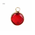 July birthstone pendant with ruby red crystal in gold setting for jewelry DIY - Gold-Red (July)