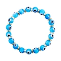 Bracciale di perline in vetro blu malocchio con distanziatori dorati per donna - Tono Oro - Occhio in Vetro a Lume Blu Lago (B2775)