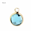 March birthstone charm with sky blue crystal and gold plated round metal frame - Gold-Sky Blue (March)