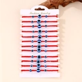 Set van 12 rode gevlochten Evil Eye armbanden met blauwe kralen op verpakkingskaart - Rode Touw Boze Oog Combo Armband (Stijl 9) / 12-delige Set / Rood