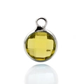 Polished silver pendant featuring a round faceted yellow birthstone crystal charm - Silver-Yellow (November)