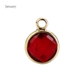 January birthstone pendant with faceted red crystal and gold-plated circular metal frame - Gold-Red (January)