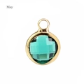 Polished gold bezel May birthstone charm with faceted emerald green crystal pendant - Gold-Emerald Green (May)