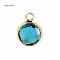 September birthstone pendant with blue faceted crystal in a gold frame for DIY jewelry - Gold-Blue (September)