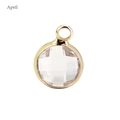 April birthstone round faceted clear crystal pendant with golden metal setting - Gold-Clear (April)