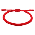 Detail of red handmade braided knot bracelet with adjustable drawstring closure - Red Handmade Braided Style (B3134)