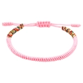 Detail eines rosa handgewebten Armbands mit verstellbarem Knoten und bunten Akzenten - Rosa Bunter Stil (B3138) / Rosa