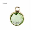August birthstone pendant with round faceted light green crystal in golden bezel setting - Gold-Light Green (August)