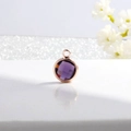 Purple crystal birthstone pendant with rose gold plating for DIY jewelry making - Rose Gold-Purple (February)