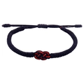 Handgefertigtes schwarzes Kordelarmband mit rotem Knoten und verstellbarem Verschluss - Schwarz-Roter Knotenschmuck (B3141) / Schwarz Rot