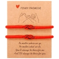 Pinky Promise red and black braided rope bracelets for couples on kraft gift card - Promise Card Red And Black Set (B3143) / Set of 2