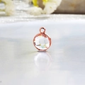 Rose gold round birthstone pendant with faceted clear crystal and durable hanging loop - Rose Gold-Clear (April)