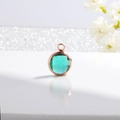 Blue-green faceted birthstone crystal pendant with a rose gold bezel setting - Rose Gold-Blue-Green (May)