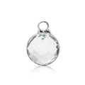 Faceted transparent crystal glass birthstone charm with silver loop for DIY jewelry - Silver-Clear (April)