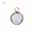 June birthstone charm with faceted light purple crystal and golden metal frame - Gold-Purple (June)