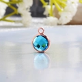 Elegant rose gold birthstone charm featuring a round faceted blue crystal pendant - Rose Gold-Dark Lake Blue (September)