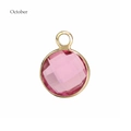 Pink October birthstone pendant with faceted crystal and gold metal rim for DIY jewelry - Gold-Pink (October)