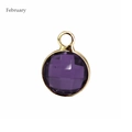 February birthstone round purple crystal pendant with gold rim for DIY jewelry - Gold-Purple (February)