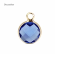December birthstone pendant in deep blue crystal with gold setting for DIY jewelry - Gold-Dark Blue (December)