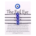 Set of four black braided Evil Eye bracelets with blue eye charms and silver beads - Black Drawstring Style (Style 16)