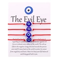 Set of four red woven Evil Eye bracelets with adjustable knots and blue glass beads - Red Woven Silver Bead Style (Style 21)