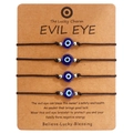 Set di 4 braccialetti intrecciati Evil Eye con perline blu su scheda di supporto - Set Nero Perla Argento Carta Kraft