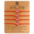 Set di 4 braccialetti Evil Eye in corda rossa su cartoncino da esposizione Kraft - Set Rosso Occhio Rosso Carta Kraft