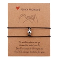 Pulseras Pinky Promise de cuerda trenzada negra con dijes magnéticos para parejas - Estilo Magnético de Campana (B2798) / Negro