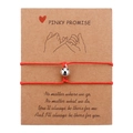 Pinky promise magnetic heart couple bracelets with red braided rope on gift card - Bell Magnetic Style (B2795)