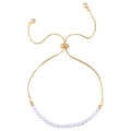 Adjustable 3mm crystal beaded slider bracelet with gold chain and cubic zirconia gems - Clear Faceted Bead Style (B3305) / Clear