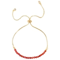 Adjustable gold-plated bracelet with 3mm red faceted crystal beads and sliding clasp - Red