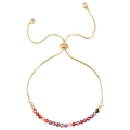 Adjustable gold plated bracelet with 3mm rainbow crystal beads and zircon charms - Multicolor