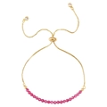 Adjustable gold chain bracelet featuring 3mm pink crystal beads and zircon charms - Light Pink Faceted Bead Style (B3310) / Light Pink