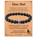 Detail of 8mm lava stone beads and evil eye charm on a sentimental Father's Day gift card - To Father Message Style (B3234)