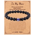 Lava stone bead bracelet on a gift card with To My Man message for mens jewelry - To My Man Message Style (B3236)