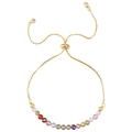 Adjustable gold chain bracelet with 4mm colorful natural stone and crystal beads - Colorful (B3317)