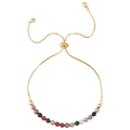 Women's 18K gold plated snake chain bracelet featuring 4mm multi-color natural stone beads - Multi-color (B3324)