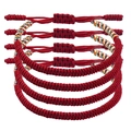 Verstellbare dunkelrote Flechtarmband-Sets mit bunten Seidenfaden-Details - Buntes Dunkelrotes Set (B3287) / 4er Set / Mehrfarbiges Dunkelrot