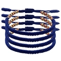 Fünfteiliges Set handgefertigter marineblauer Flechtarmbänder mit bunten Boho-Details - Buntes Dunkelblaues Set (B3289) / 4er Set / Mehrfarbiges Dunkelblau