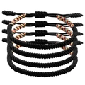 Set mit 5 handgewebten schwarzen Armbändern mit bunten Akzenten und verstellbarem Knoten - Buntes Schwarzes Set (B3290) / 4er Set / Mehrfarbiges Schwarz