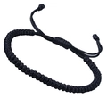 Handmade black woven Vajra knot bracelet with adjustable cord for men and women - Black Handmade Braided Style (B3405)