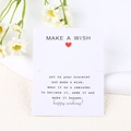 Tarjeta blanca Make a Wish para pulsera con corazón rojo y texto inspirador - Tarjeta de Deseo (K080) / 9CM*7CM