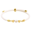 Minimalist white braided rope bracelet with gold heart charms and letter A bead - Letter A / White Heart Style (B3369)